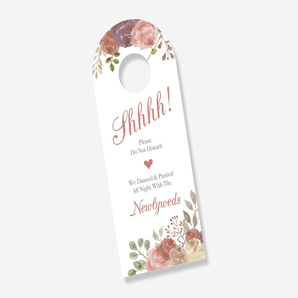 10 ct Floral Wedding Door Hanger Sign, Hotel Welcome Bag, Do Not Disturb Sign (DH-425-002-CR)