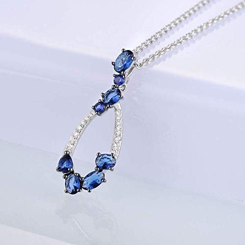 Bansriracha Silver Pendant Fit for Necklace Chain for Women Blue Nano CZ Pendant Pure 925 Sterling Silver Fashion Pendant Jewelry