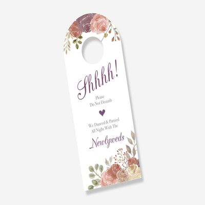 10 ct Floral Wedding Door Hanger Sign, Hotel Welcome Bag, Do Not Disturb Sign (DH-425-002-EG)