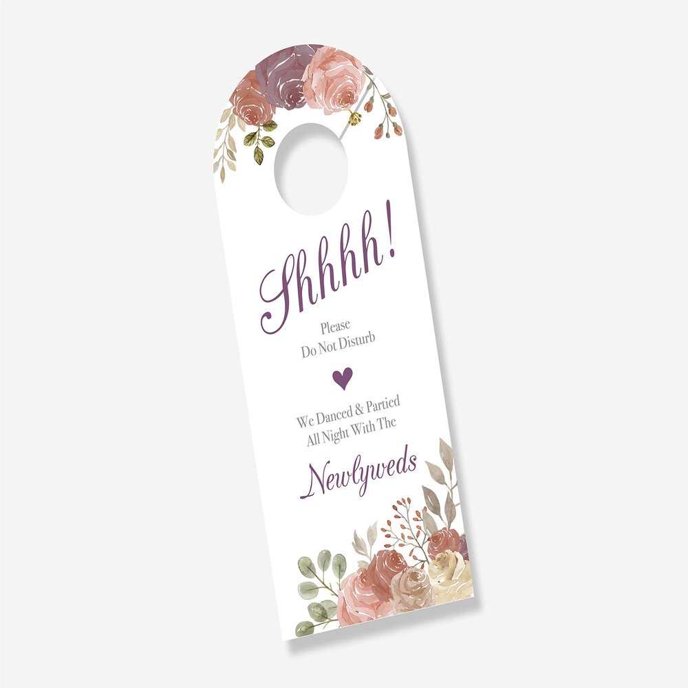10 ct Floral Wedding Door Hanger Sign, Hotel Welcome Bag, Do Not Disturb Sign (DH-425-002-EG)