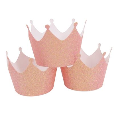 Mybbshower Pale Pink Princess Crown Cupcake Wrappers for Girls Birthday Parties Baby Showers Bridal Showers or Regal Weddings Cup Cake Holder Pack of 36
