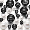 Hicarer 120 Pieces Pearl for Vase Filler Pearl Bead Vase Centerpieces Brush Holder Assorted Round Faux Bead for Crafting, Home Wedding Table Decor 14/20/30 mm(Creamy White, Bright Black) view 1