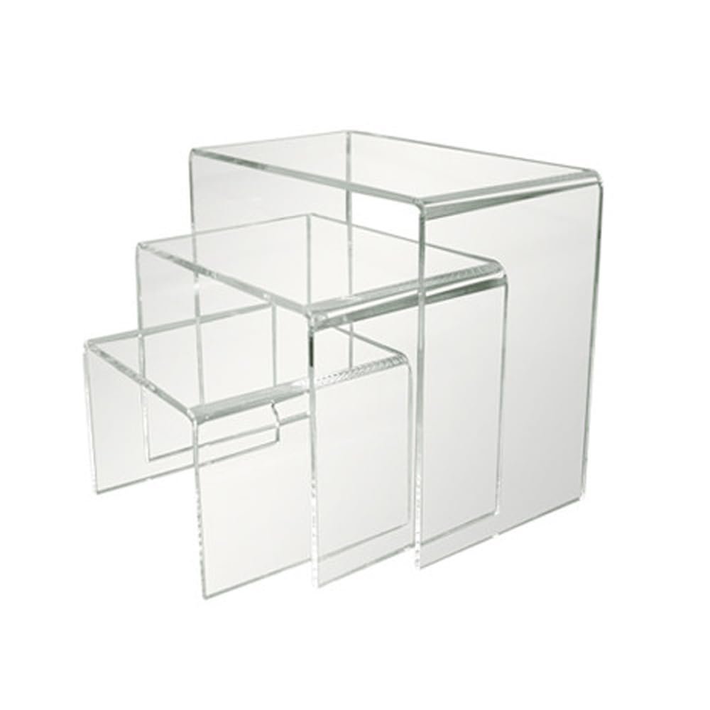 DBM IMPORTS 3 Pc 6" 8" 10" H Clear Acrylic Display Risers, Jewelry Display Riser ,Shelf Showcase Fixtures