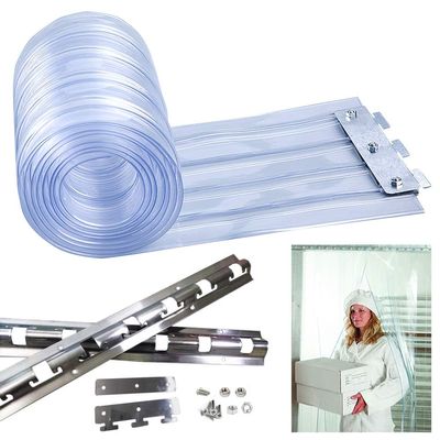 Thermal Insulated Door Curtain PVC Strip Curtain Industrial Resilience Transparent Dust-Proof Soundproof Pre-Assembled with Mounting Kit for Kitchen, Warehouse Lsxiao