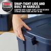 Rubbermaid Roughneck Tote 14 Gal, 6 Pack, Made in USA, Dark Indigo Metallic, Rugged Plastic Stackable Storage Bins with Lids and Handles view 4