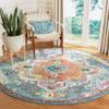 SAFAVIEH Crystal Collection 4' Round Teal/Orange CRS501J Boho Chic Oriental Medallion Distressed Non-Shedding Dining Room Entryway Foyer Living Room Bedroom Area Rug view 1