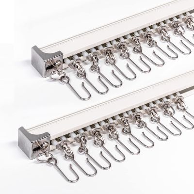 3.6ft-7.2ft Upgraded Aluminum Curtain Track, Ceiling Track system, Length can be Adjusted and Extended Freely Room Divider Track, Windows and Room Divider with Runners and Hooks (White)
