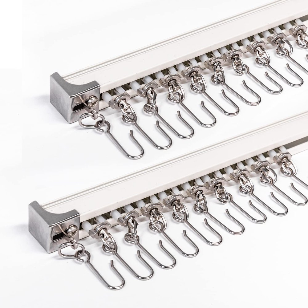 3.6ft-7.2ft Upgraded Aluminum Curtain Track, Ceiling Track system, Length can be Adjusted and Extended Freely Room Divider Track, Windows and Room Divider with Runners and Hooks (White)