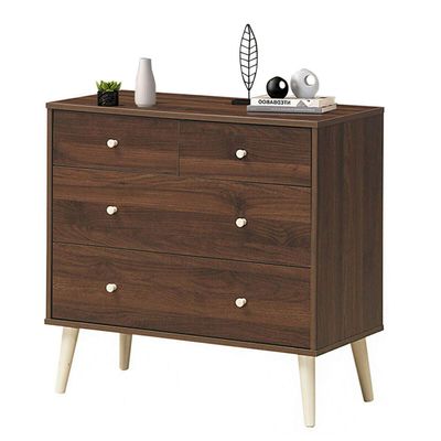 Giantex 4-Drawer Dresser, Free-Standing Chest Wood Legs and Sliding Rail, Storage Dresser Chest for Bedroom, Living Room, Hallway Storage Cabinet Organizer Wooden Chest (Coffee)