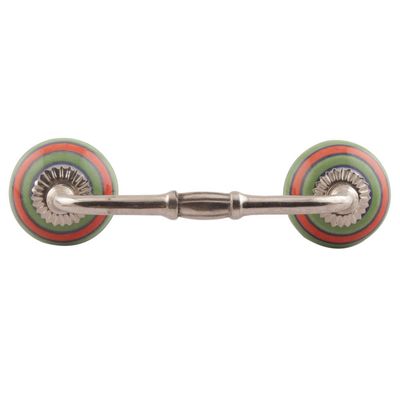 Indian Shelf 1 Pack Green Kitchen Cabinet Handles for Drawer Pulls Door Dresser Silver Hardware 6" Hole to Hole -BH-548-LCK-149