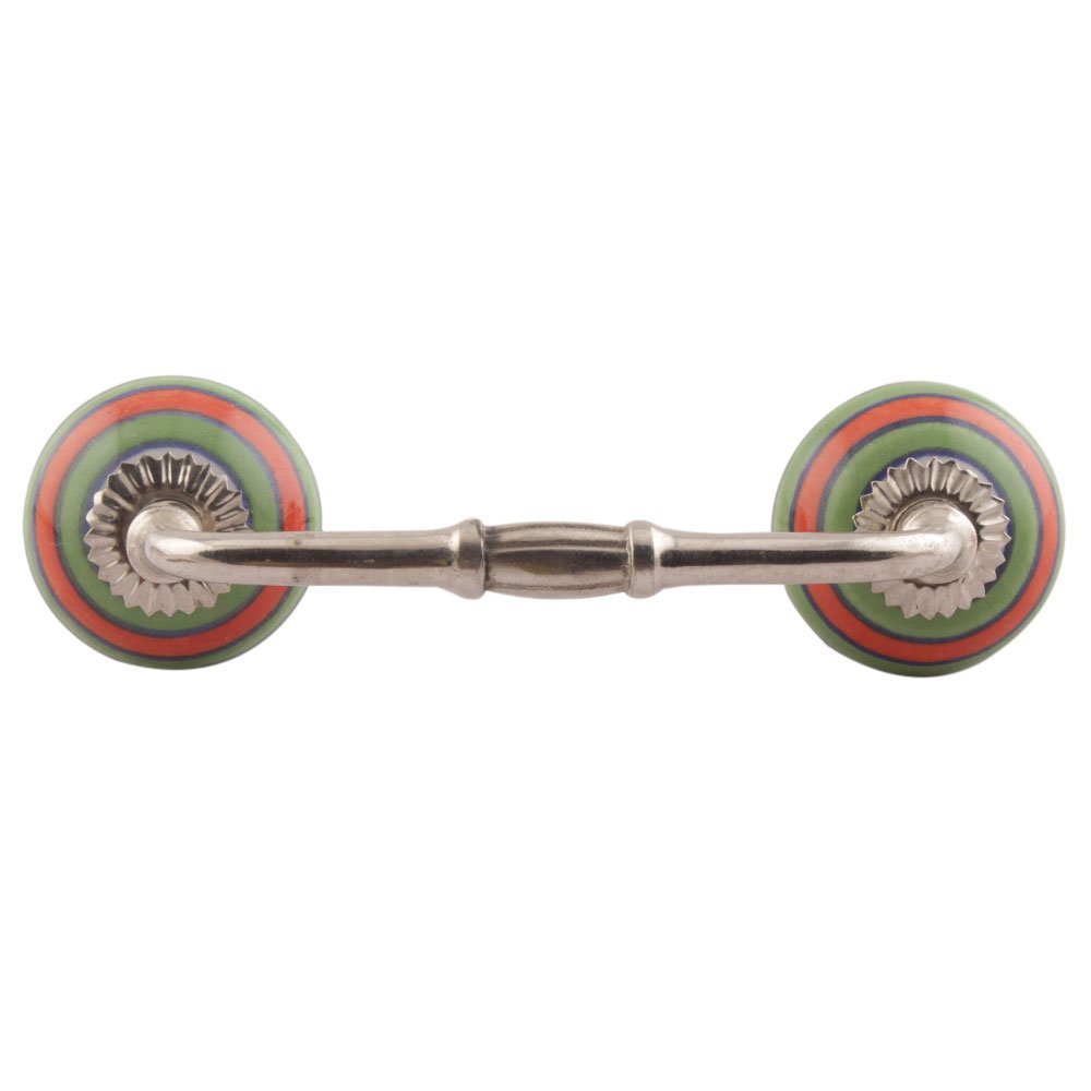 Indian Shelf 1 Pack Green Kitchen Cabinet Handles for Drawer Pulls Door Dresser Silver Hardware 6" Hole to Hole -BH-548-LCK-149