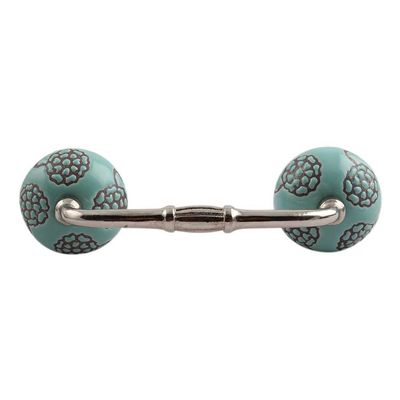 Indian Shelf 1 Pack Ceramic Drawer Handles for Cabinets and Drawers Brown Dresser Pulls for Door Silver Hardware 8" Hole to Hole -BH-211-CK-1383