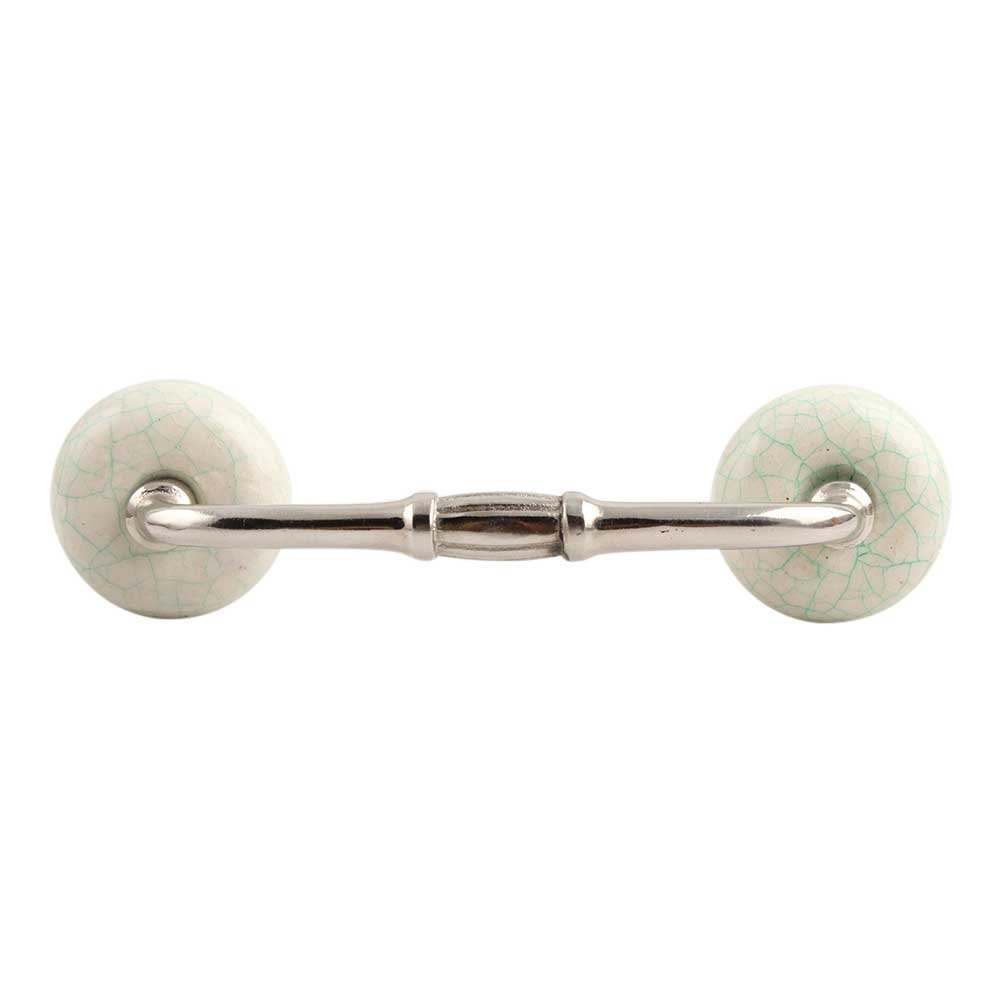 Indian Shelf 1 Pack Ceramic Drawer Handles for Cabinets and Drawers White Dresser Pulls for Door Silver Hardware 8" Hole to Hole -BH-482-CRACK-75