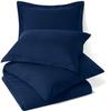 Comfort Bed Store 3 Piece Duvet Set Collection Organic Cotton 400 Thread Count Solid 1 Duvet Cover, 2 Pillow Shams (Navy Blue Twin, Set of 3) view 2