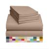 800 Thread Count-6Pcs Bed Sheet Set 100% Cotton Bed Sheets Taupe King Sheets Set, Long Staple Cotton Sheets, Fits Mattress Upto 18" Deep Pocket, Bedsheet and Pillowcase, Bedding Set view 1