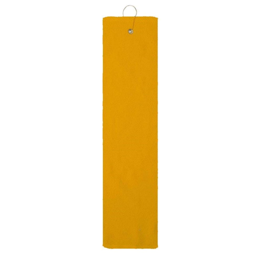 Gold 100% Cotton Golf Towel Tri-Fold with Grommet & Hook for Golf Bag 15" x 18\