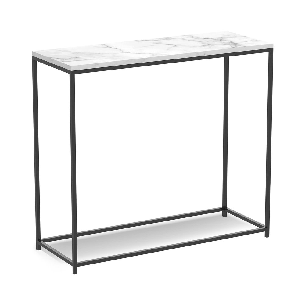 Safdie & Co. - Metal Console Table, Marble Black Console Tables for Entryway, Use As Doorway Table, Narrow Bar Table, or Accent Furniture for Decorating Foyer, 12 x 28 x 31 Inches