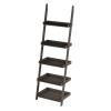 5-Tier Ladder Bookshelf - Freestanding Wooden Bookcase Frame with Leaning Look Shelves for Home and Office Storage by Lavish Home (Gray) view 1