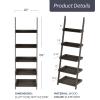 5-Tier Ladder Bookshelf - Freestanding Wooden Bookcase Frame with Leaning Look Shelves for Home and Office Storage by Lavish Home (Gray) view 2