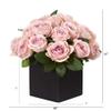 Nearly Natural Mini 11in. Rose Artificial Black Vase Silk Arrangements, Pink view 2
