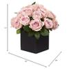 Nearly Natural Mini 11in. Rose Artificial Black Vase Silk Arrangements, Pink view 3