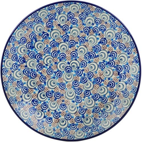 Polmedia Polish Pottery Salad Plate UNIKAT - Hypnotized Pattern Handmade in Boleslawiec Poland by Ceramika Artystyczna + Certificate of Authenticity