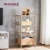 VASAGLE Bookcase, 4-Tier Bookshelf, Slim Shelving Unit for Bedroom, Bathroom, Home Office, Tempered Glass, Steel Frame, Metallic Gold ULGT28G view 2