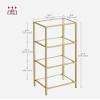 VASAGLE Bookcase, 4-Tier Bookshelf, Slim Shelving Unit for Bedroom, Bathroom, Home Office, Tempered Glass, Steel Frame, Metallic Gold ULGT28G view 3