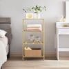 VASAGLE Bookcase, 4-Tier Bookshelf, Slim Shelving Unit for Bedroom, Bathroom, Home Office, Tempered Glass, Steel Frame, Metallic Gold ULGT28G view 4