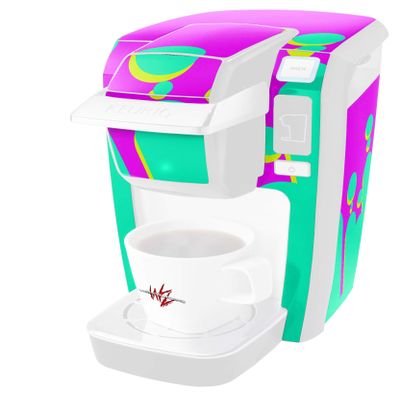 WraptorSkinz Decal Style Vinyl Skin compatible with Keurig K10 / K15 Mini Plus Coffee Makers Drip Teal Pink Yellow (COFFEE MAKER NOT INCLUDED)
