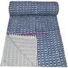 Sophia-Art Indian King/Twin Handmade Bohemian Hand Block Print Pure Cotton Bedspread Kantha Stitch Hippie Kantha Bed Spread Reversible Bedcover Throw Quilt (Blue Diamond, 90" x 108") view 1