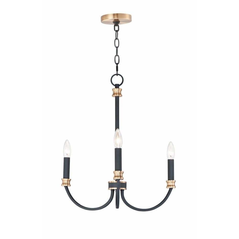 Maxim Charlton 3 Light Small Candle Style Chandelier with Black/Antique Brass Finish