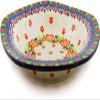 Polmedia Polish Pottery Pasta Bowl 9-inch UNIKAT - Floral Puzzles Pattern Handmade in Boleslawiec Poland by Ceramika Artystyczna + Certificate of Authenticity view 2