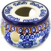 Polmedia Polish Pottery Heater UNIKAT - Dancing Blue Poppies Pattern Handmade in Boleslawiec Poland by Ceramika Artystyczna + Certificate of Authenticity view 1