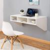 Wall Mounted Office Computer Desk with Three Compartments, White view 2