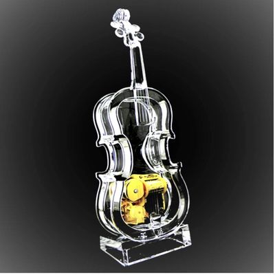 UTowels Mechanical Wind-up Violin Music Box with LED Lights Transparent Acrlic Melody Castle in The Sky Carrying You