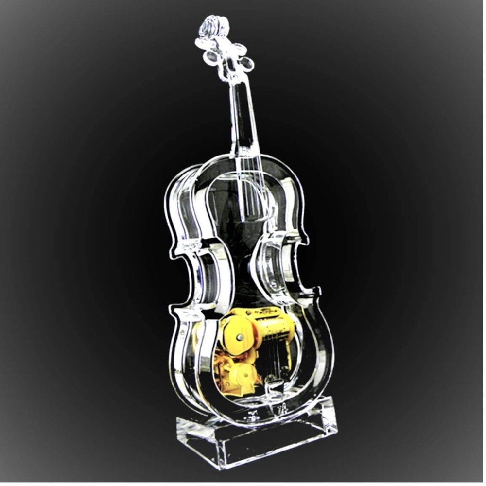 UTowels Mechanical Wind-up Violin Music Box with LED Lights Transparent Acrlic Melody Castle in The Sky Carrying You