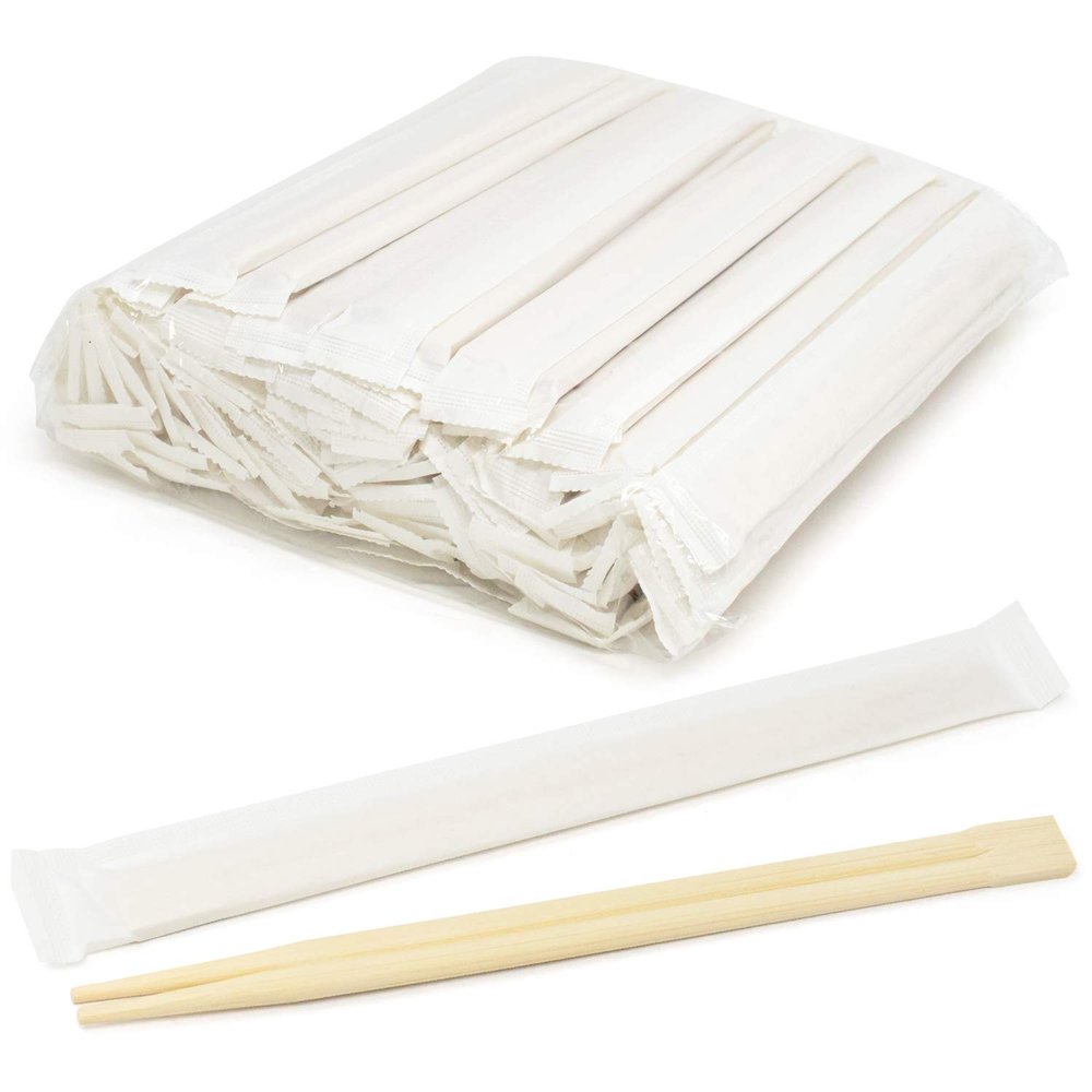 [100 Pairs] Disposable Bamboo Chopsticks - Premium Individually Wrapped Splinter-Less Smooth Wooden Traditional Japanese, Korean Chopsticks