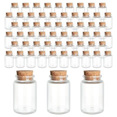 60-Pack 20ml (0.68 oz) Glass Bottles with Cork Stoppers for Spell Bottles, Spice Jars, DIY Party Favors, Travel Memories & Plant Propagation Empty Recyclable Containers for Crafts, Kitchen,Dcor