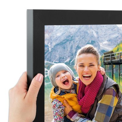 ArtToFrames 6x13 Inch Black Picture Frame, This 1.25 Inch Custom Poster Frame is Noir Black - Full Wrap - Comes with Regular Glass and Corrugated Backing (2WOM76808-704F-6x13)