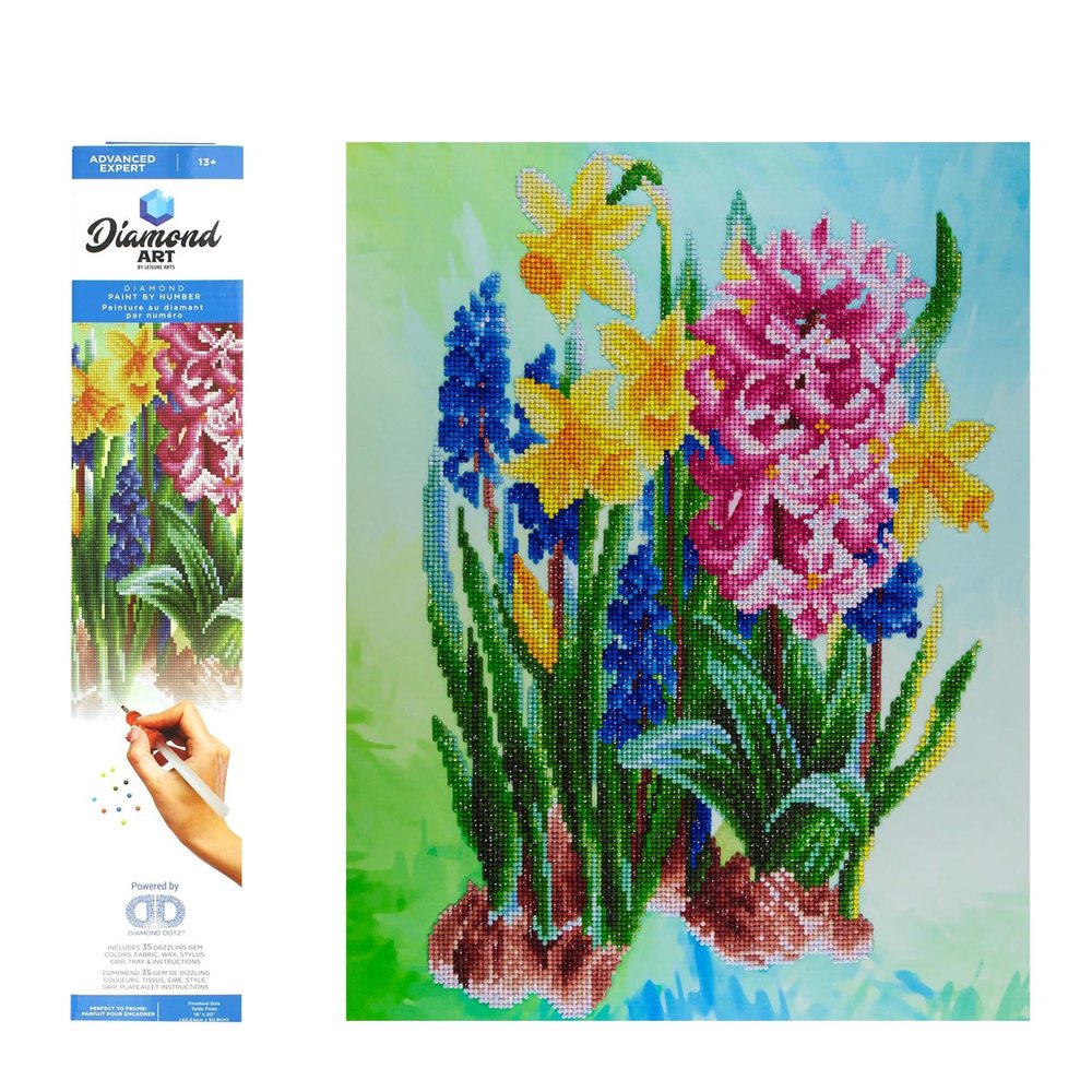 DIAMOND ART BY LEISURE ARTS Diamond Painting Kits for Adults 14"X16" Advanced Wildflowers, Full Drill, Art Kits, Dimond Art, for Adults, Kit