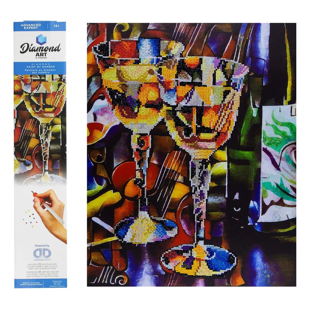 DIAMOND ART BY LEISURE ARTS Diamond Painting Kits for Adults 14"X16" Advanced Abstract Wine, Full Drill, Art Kits, Dimond Art, for Adults, Kit