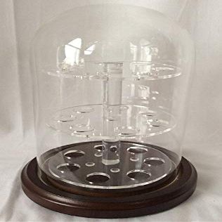 anbcollectibles 4 x 7 Glass Dome with 3 Tier Acrylic Marble Display Insert (5/8" Holes) for Marbles_AB