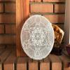 CrystalsAhoy Etched Metatrons Cube 7-8" Selenite Charging Plate, E1007 Platonic Solids, 100% Genuine and Ethically Mined Selenite view 1