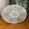 CrystalsAhoy Etched Metatrons Cube 7-8" Selenite Charging Plate, E1007 Platonic Solids, 100% Genuine and Ethically Mined Selenite view 2