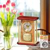 AllGiftFrames Burl Etched Gold engrave Clock Brass Pillars Metal Wood top Base Two Tone Clock dial Personalize Present Unique Gift idea Anniversary Mantel Engraving Popular view 2