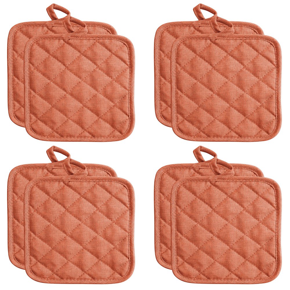 American Linen Pot Holders, Hot Pads, Table Pads for Kitchen and Dining Table, Non Slip Heat Resistant Hot Pot Holder (Coral, 8 Pack)