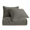 HiEnd Accents Stonewashed Cotton Velvet 3 Piece Quilt Set with Pillow Shams, King Size, Gray Solid Color, Classic Traditional Bedding, Soft Lightweight Bed Cover, 1 Quilt and 2 Pillowcases view 3