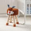 Modern Woven Brown Deer Ottoman Stool with Wooden Legs Contemporary Oval Fabric view 1