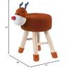 Modern Woven Brown Deer Ottoman Stool with Wooden Legs Contemporary Oval Fabric view 2